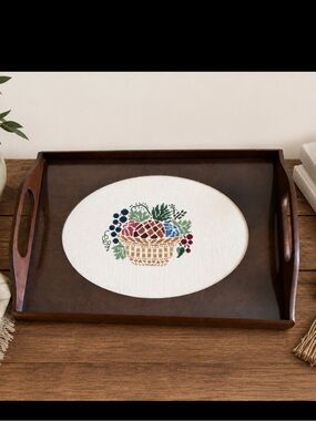 Vintage Cross Stitched Display Tray. Fruit Theme | Large | 17”x12” | 1980’s